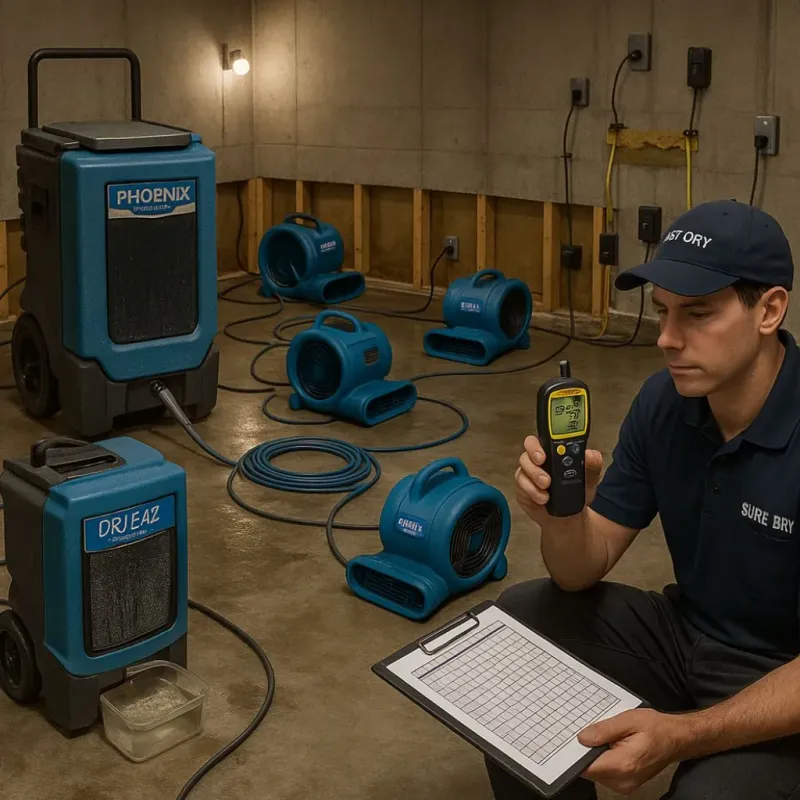 Structural Drying and Dehumidification process in North Peoria, IL